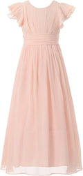 Junior Bridesmaid Dress Prom Party Dress - Long Chiffon Elegance