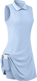 Womens Sleeveless Polo Tennis Dress with Inner Shorts - Breathable Fit