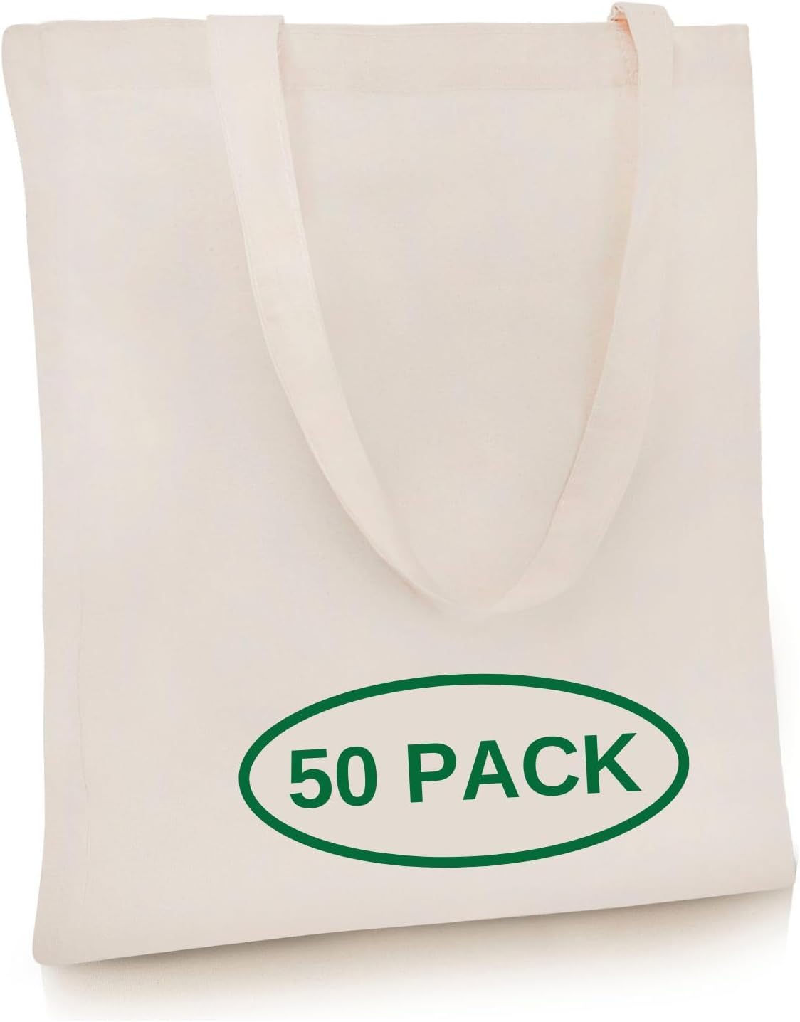 Simply Cool 50-Pack Canvas Tote Bags for Reusable Grocery Use