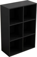 6-Cube Storage Shelf Bookcase - Wooden 3-Tier Open Bookshelf for Home