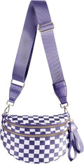 Black and White Checkered Crossbody Bag - Spacious Stylish Fanny Pack