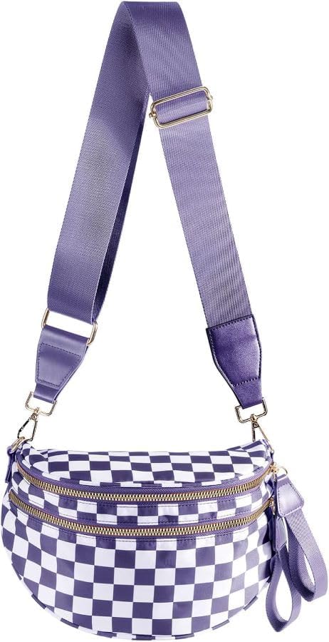 Stylish Black and White Checkered Crossbody Bag for Women