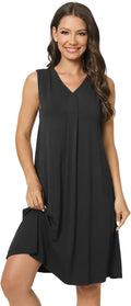 Bamboo-Derived Viscose Nightgown for Women - Soft Sleeveless