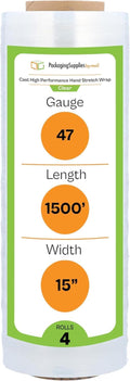 PSBM Stretch Wrap 15 in x 1500 ft 80 Gauge Cast Film - Heavy Duty