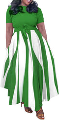 Plus Size Dress A Line Maxi with Belt - Flattering Everyday Fit