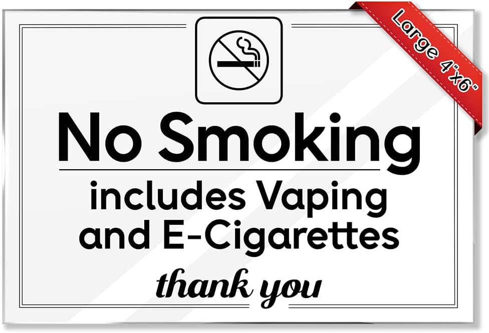 No Smoking Sign - 10-Pack 4x6 Acrylic Signs for Hosts