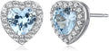 Sterling Silver Birthstone Halo Heart Stud Earrings - Classic Gift