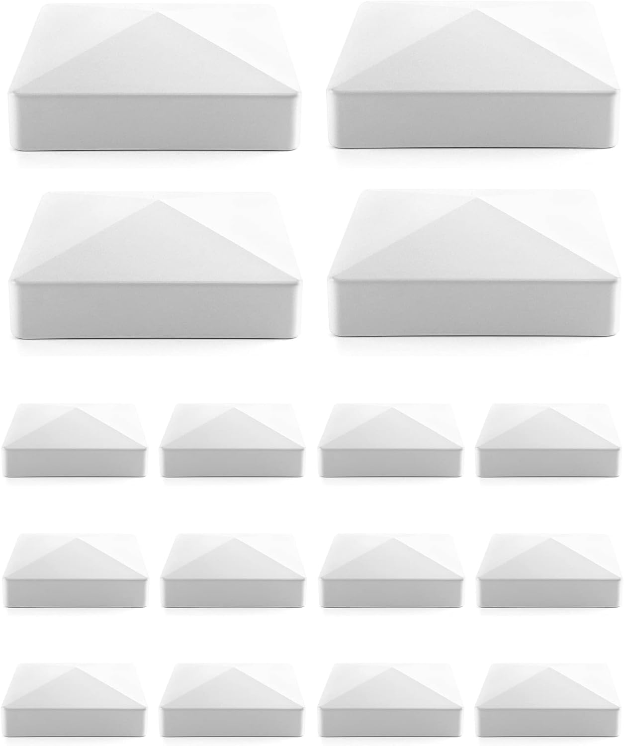 QWORK 16 Pack 5in Vinyl Pyramid Style Fence Post Caps for Outdoor Use