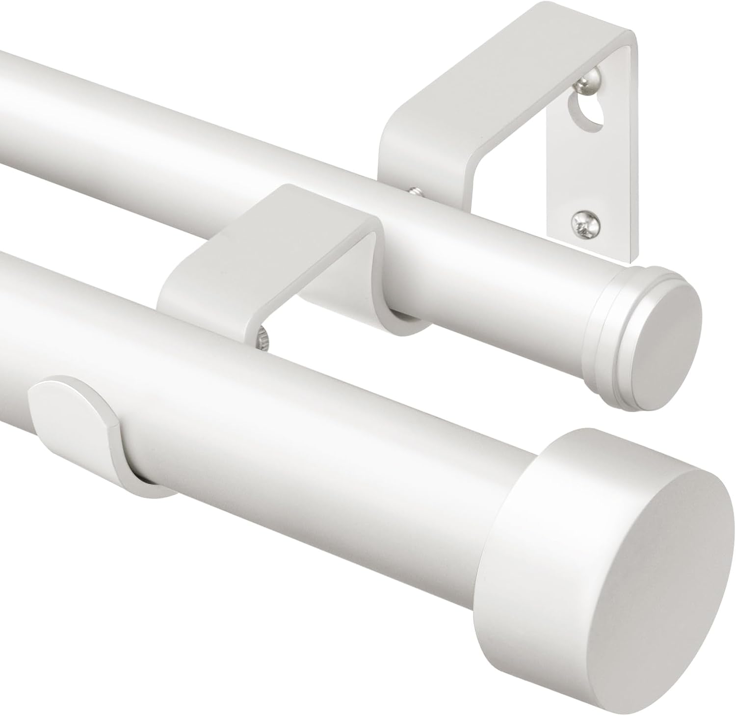 KAMANINA 1 Inch Double Curtain Rods for Windows 72 to 144 Inches