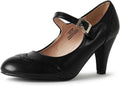 Mary Jane Oxford Pumps - Cute Low Kitten Heels with Ankle Strap Adams