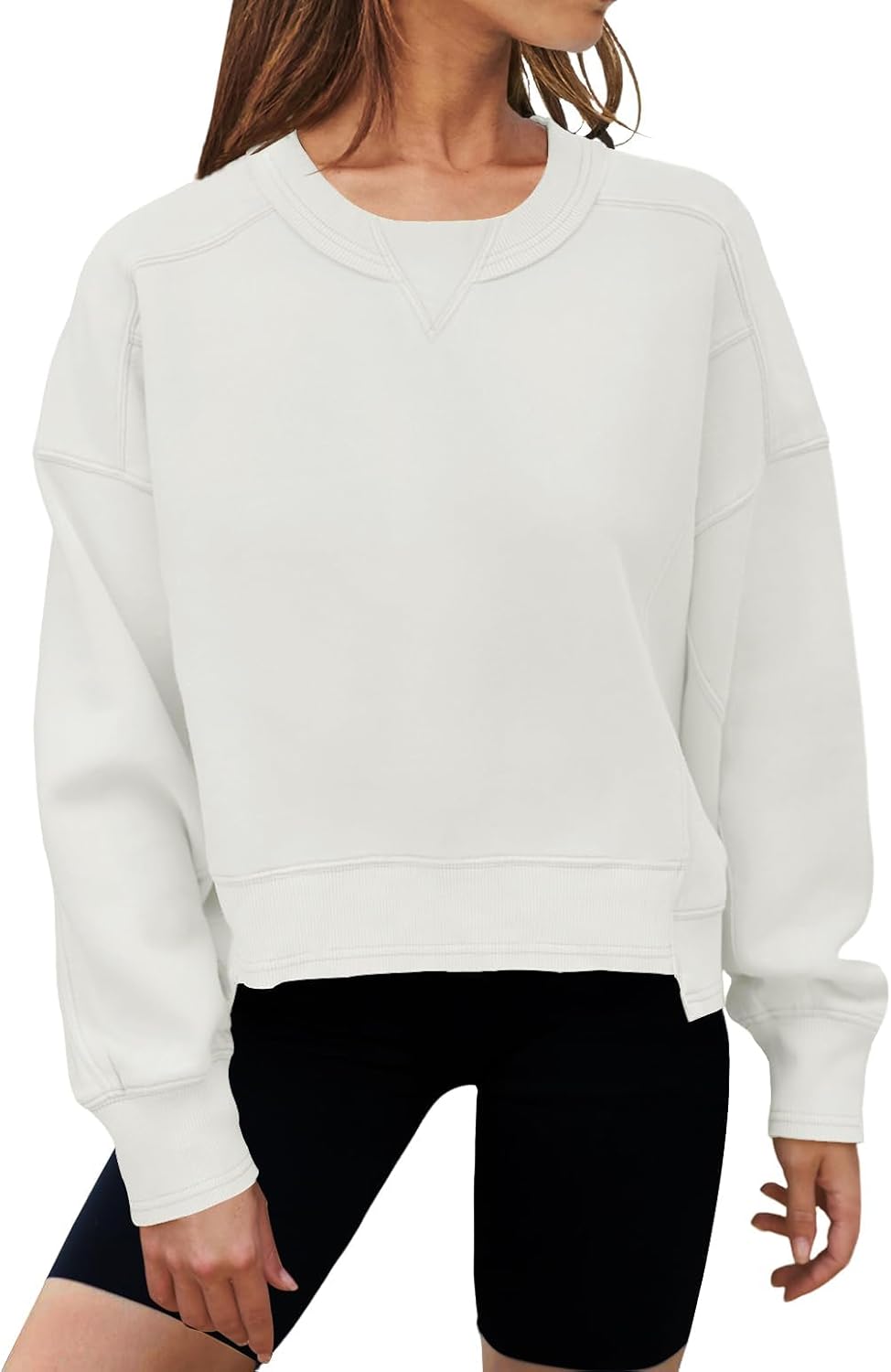 MEROKEETY Women's Oversized Cropped Sweatshirt for Fall Style