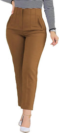 Womens Stretchy Dress Pants High Waisted Pleated Straight Leg size