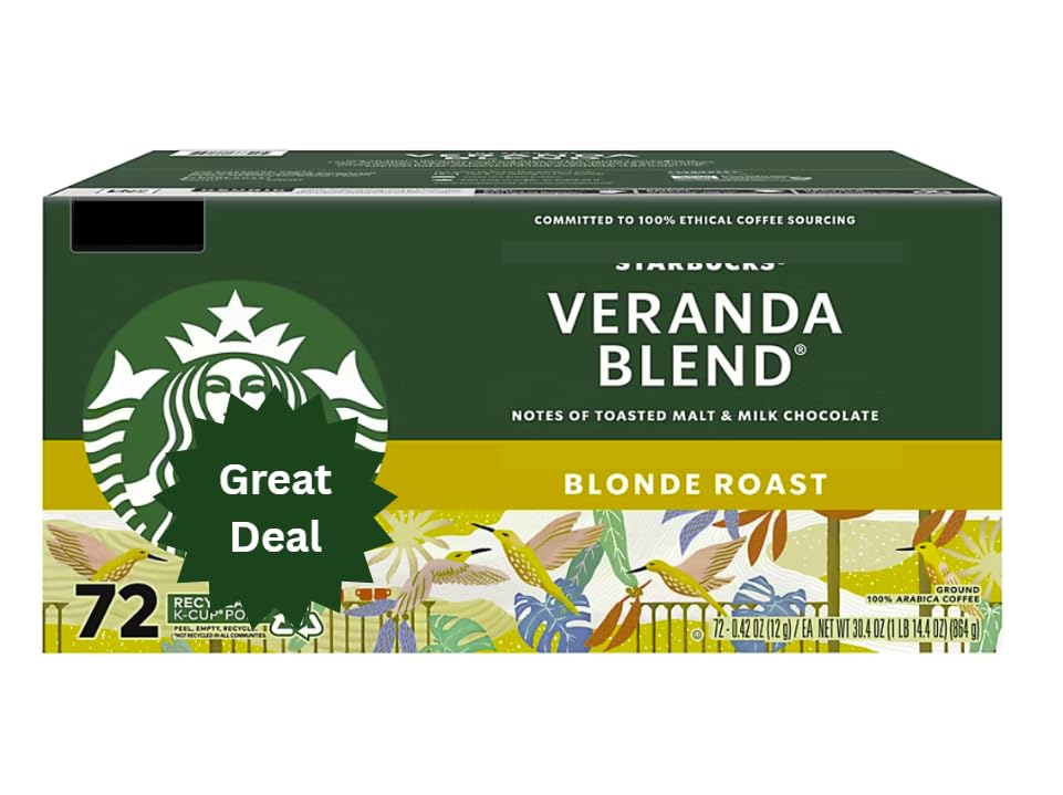 Starbuks Veranda Blend Blonde Roast K'Cup Pods for Smooth Coffee