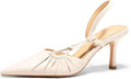 Coutgo Womens Slingback Kitten Heels Closed Pointed Toe Pumps - Dressy