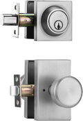 Brushed Nickel Door Knobs Interior Exterior with Deadbolt Lock