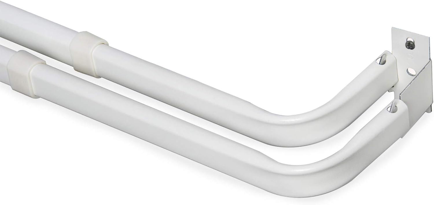 Adjustable Double Curtain Rod Set | Mounting Hardware Inc | 28-48 | White