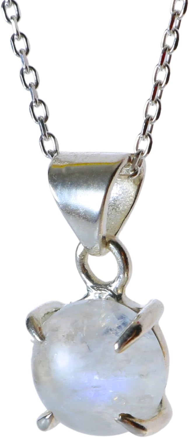 Solid Sterling Silver 925 Moonstone Pendant Necklace for Women