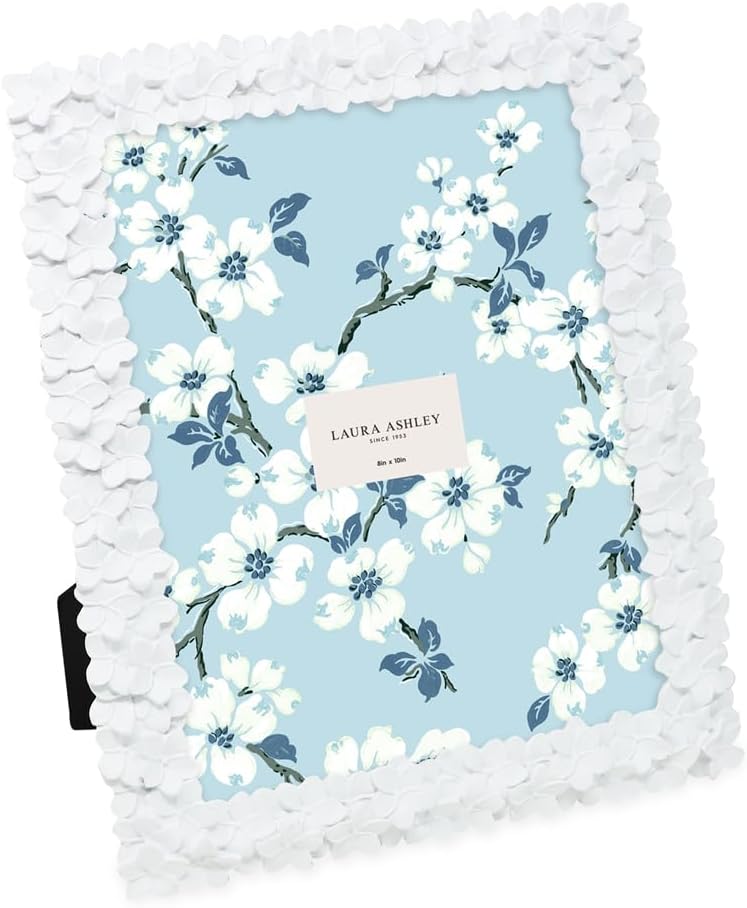 Laura Ashley 8x10 White Flower Textured Hand-Crafted Frame