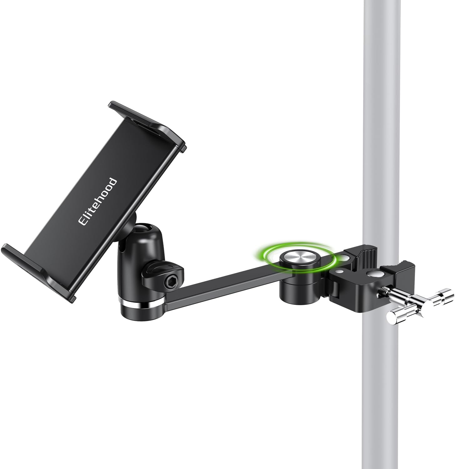 Adjustable 8.5in Long Arm iPad Holder for Mic Stand Use