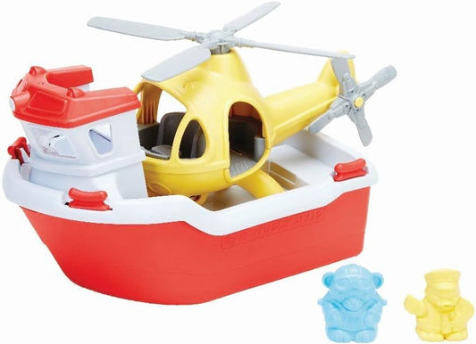 Green Toys Rescue Boat with Helicopter - Eco-Friendly Fun!