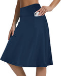 Women's Knee Length Athletic Skort - Modest Midi with Pockets