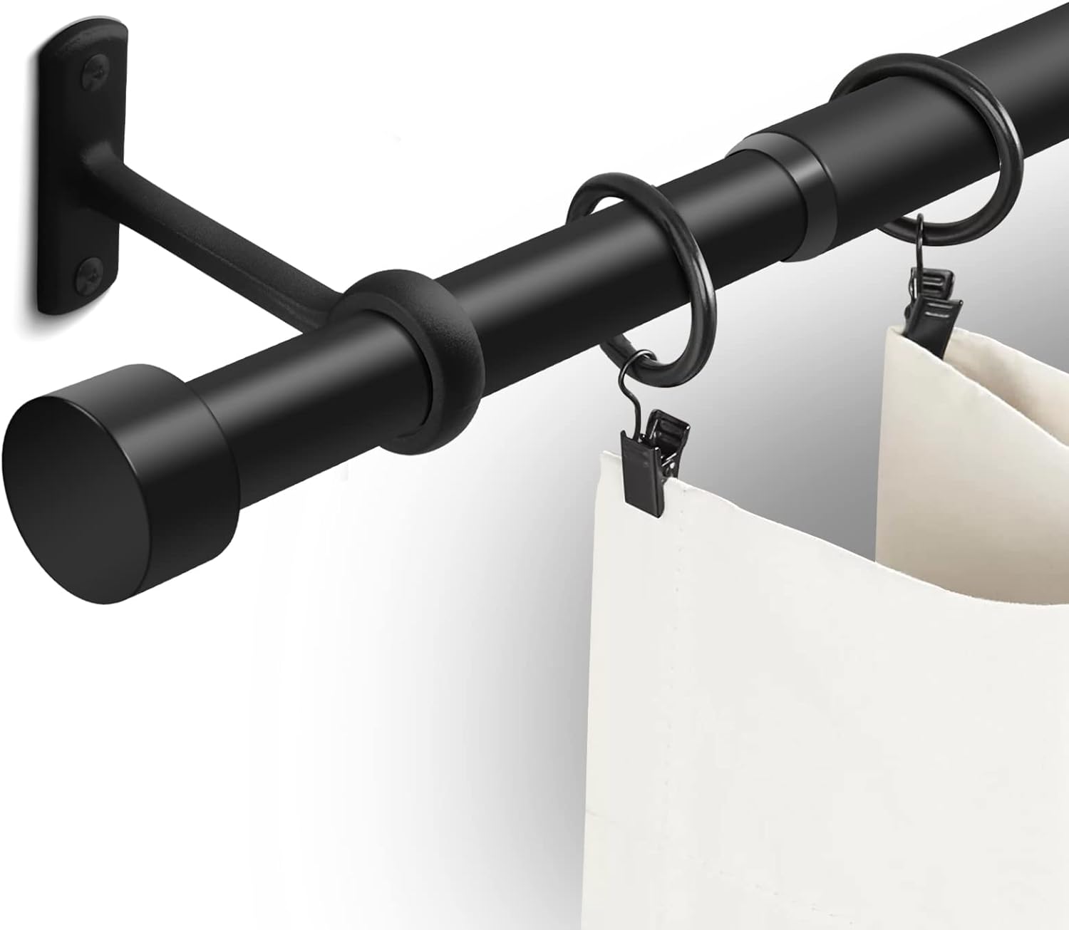 Industrial Black Curtain Rod Set - Rustic Design, 32-72 Inch, Indoor/Outdoor Use