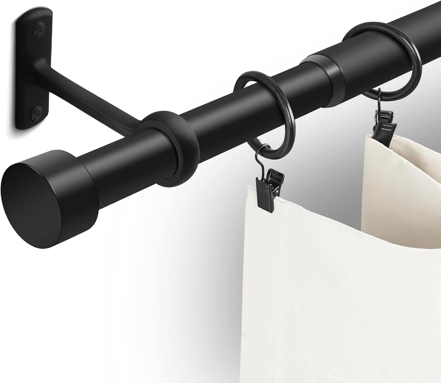 1 Inch Curtain Rods for Windows - Durable Black Rustic Set