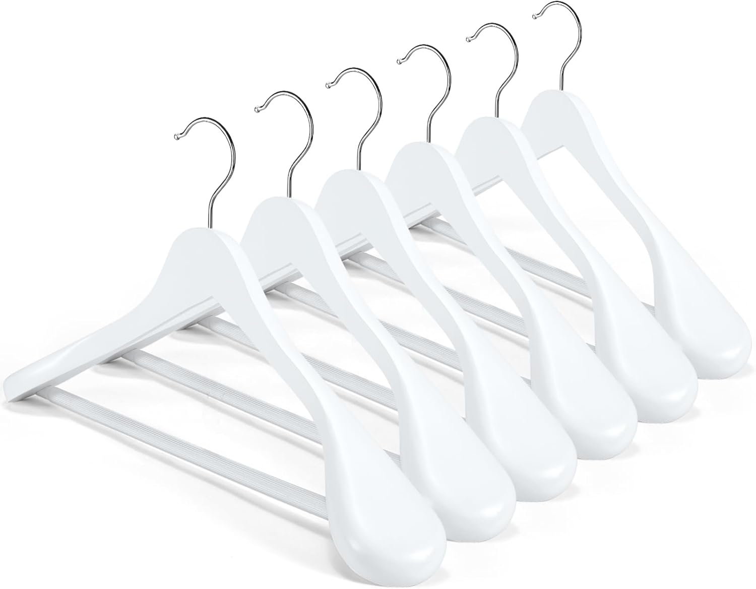 High-Grade Solid Wood Coat Hangers for Women - 6 Pack