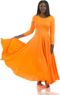 Womens Praise Loose Fit Full Length Long Sleeve Dance Dress - Soft