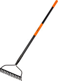 Heavy Duty Garden Rake with 14 Tines and Fiberglass Handle