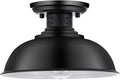 Industrial Semi Flush Mount Ceiling Light 13in - Matte Black Farmhouse