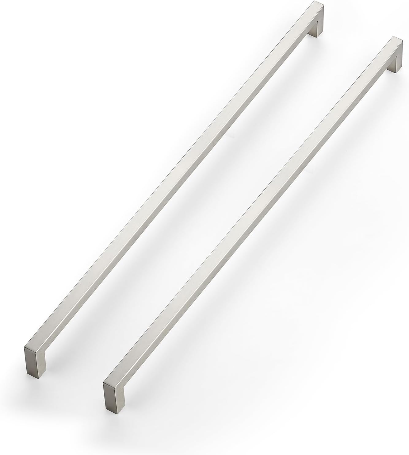 Brushed Nickel Cabinet Handles - 18 Inch Square Drawer Pulls