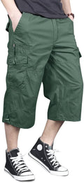 Cotton Men's Capri Cargo Shorts 16in Inseam - Multi-Pocket Comfort