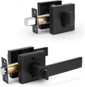 Matte Black Heavy Duty Entrance Lever and Deadbolt Set - Keyed Alike