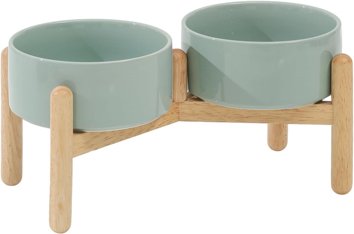 Ceramic Raised Dog Bowl with Stand for Small and Medium Dogs