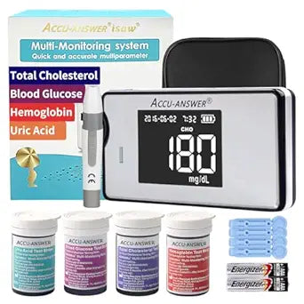 4 in 1 Hemoglobin Test Meter Kit for Home Use with Strips