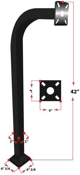 Aluminum GooseNeck Pedestal Access Control Gate Keypad Mounting Post