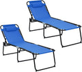 GYMAX Lounge Chairs for Outside - Extra High Folding Beach Tanning