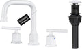 WOWOW 3 Hole Bathroom Faucet White 2-Handle Widespread Basin Tap