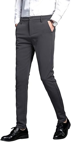 Plaid&Plain Men's Stretch Dress Pants for a Stylish Look