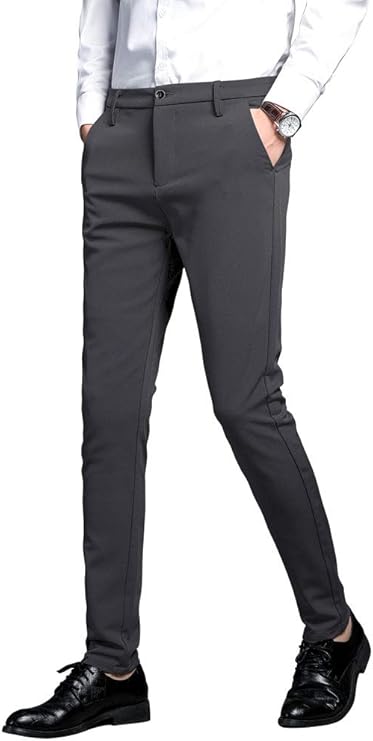 Plaid&Plain Men's Stretch Dress Pants for a Stylish Look