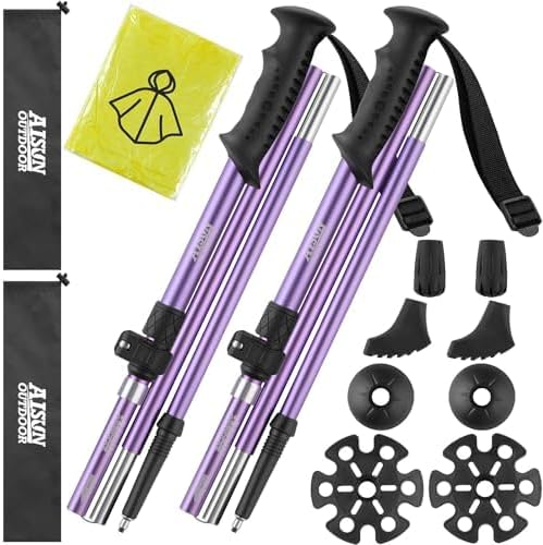 Lightweight Adjustable Trekking Poles 2 Pack + Bonus Raincoat