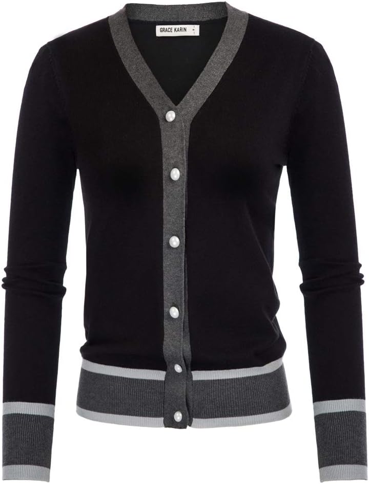 Stylish Contrast Color Block Cardigan for Women by GRACE KARIN