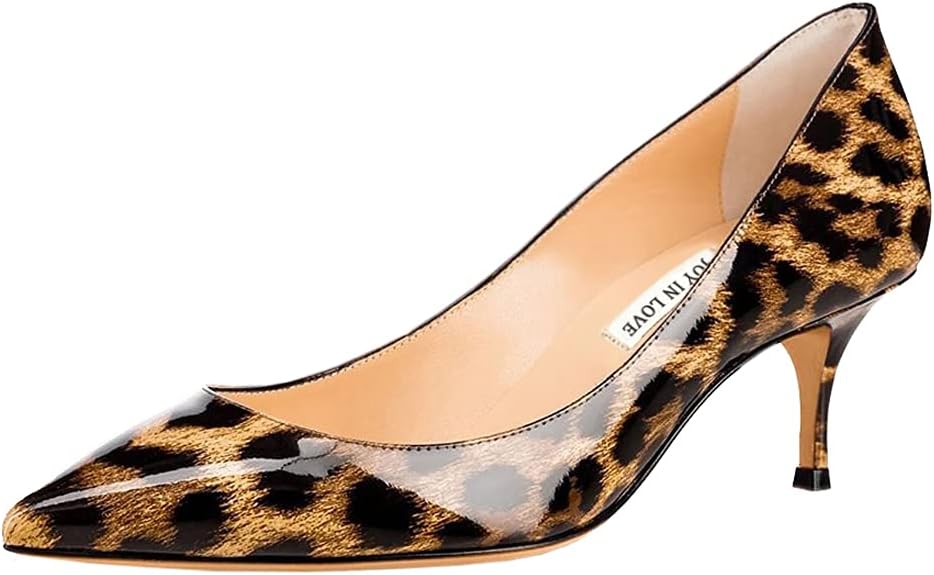 JOY IN LOVE Women's Low Heels Pointy Toe Kitten Heel Pumps