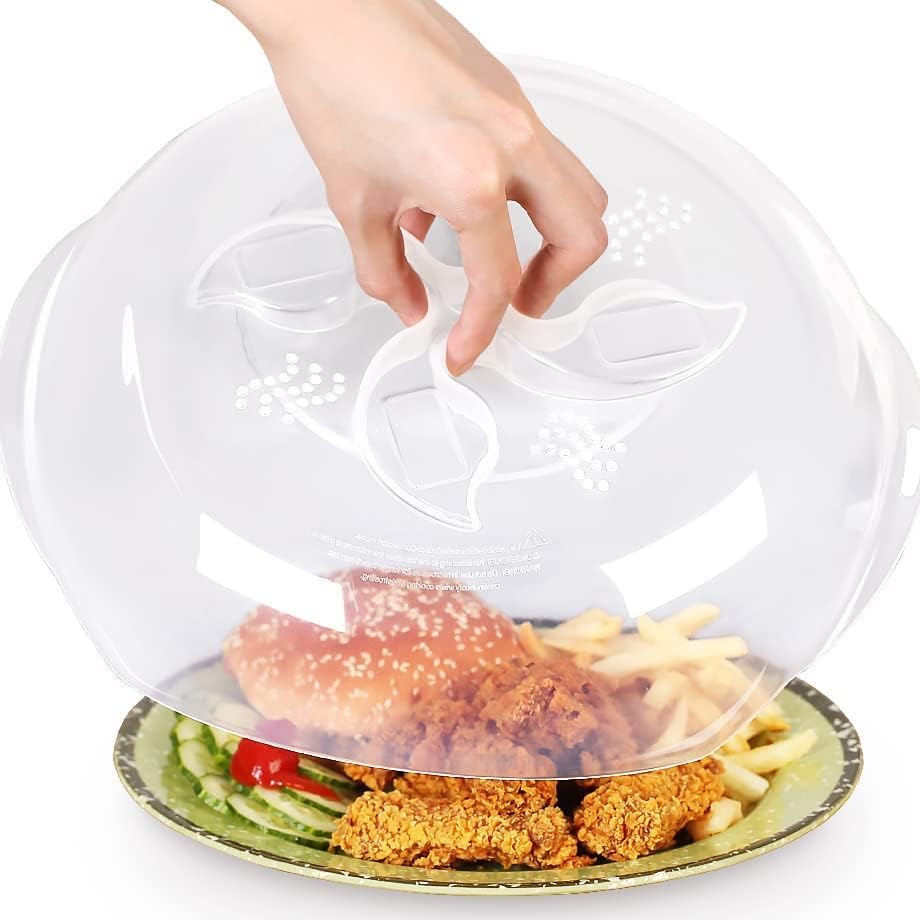 11.8'' Microwave Anti-Splatter Cover: ROSE RAIN Guard Lid