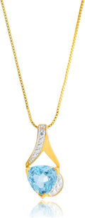 14k White Gold 8mm Cushion Cut Birthstone Pendant Necklace - Elegant
