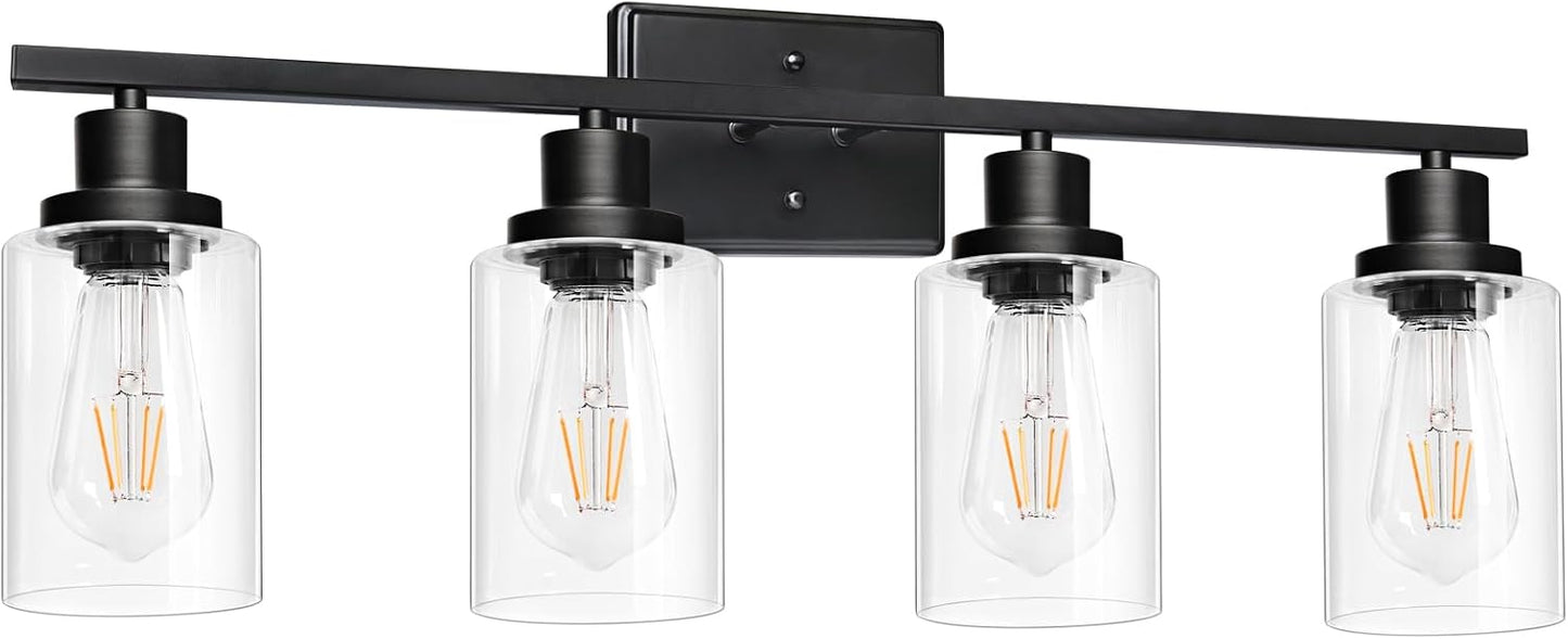 Modern 4-Light Wall Sconces with Clear Glass Shade for Any Room