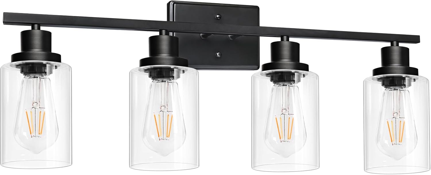 Modern 4-Light Wall Sconces with Clear Glass Shade for Any Room