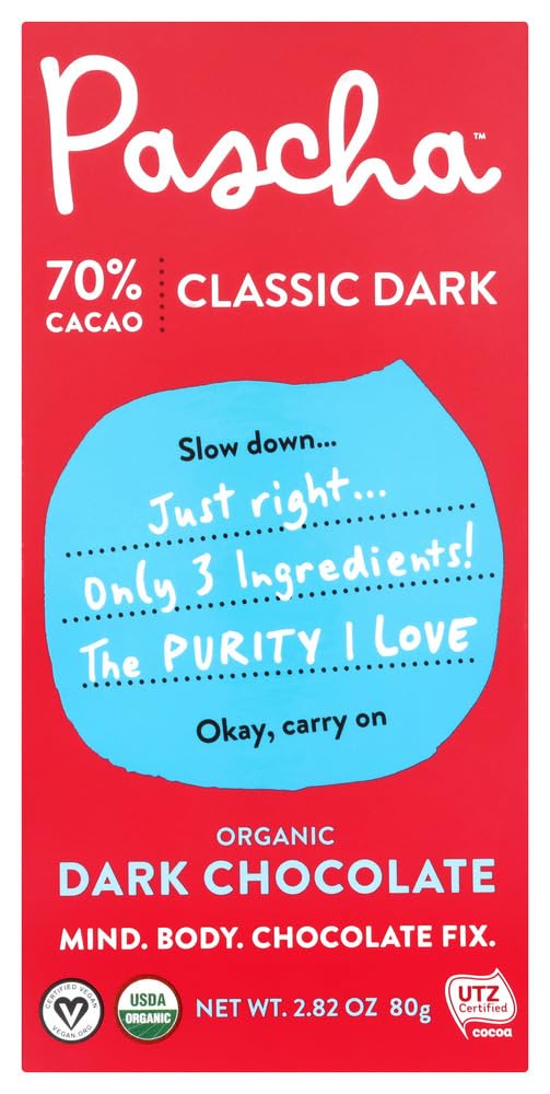 Pascha Organic Dark Chocolate Bars - 70% Cacao, Gluten Free