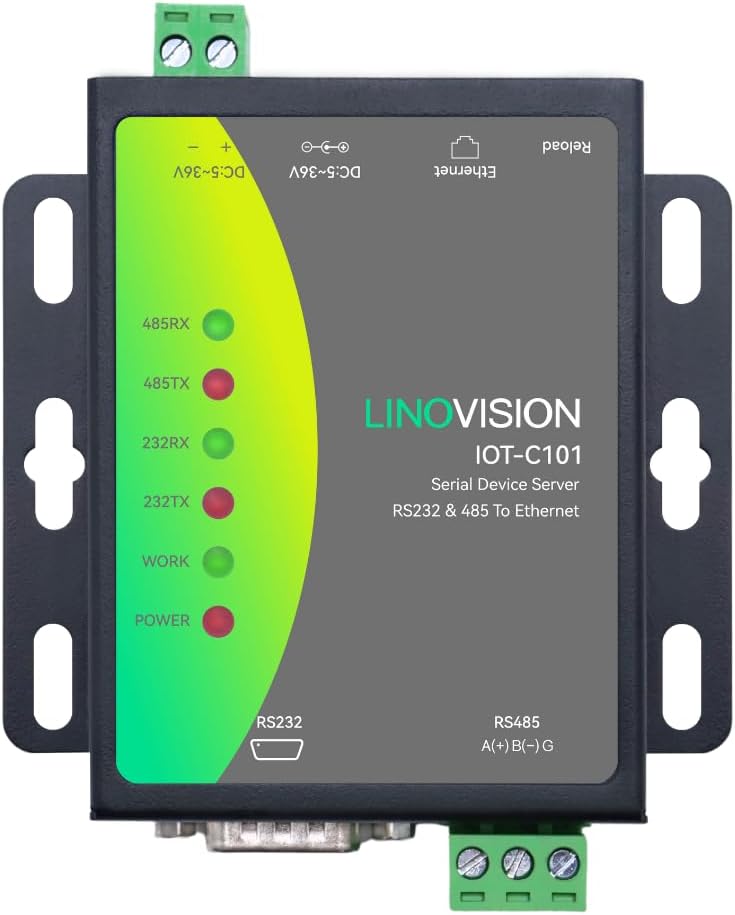 LINOVISION Dual Ports Serial Server for RS485 and RS232 Devices